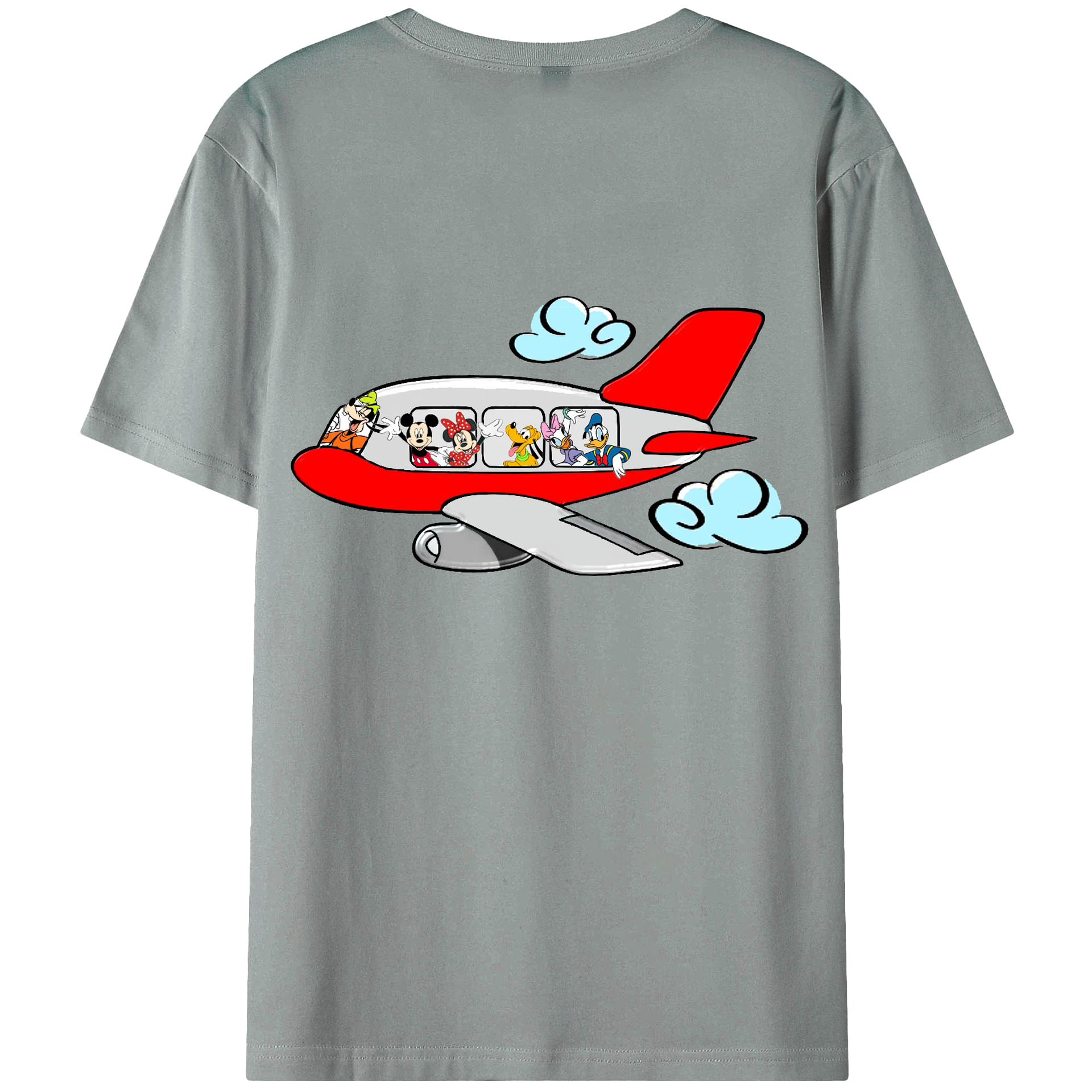 ミッキーマウス Mickey Mouse 綿100％ メンズ半袖Tシャツ（バックプリント） 通気性